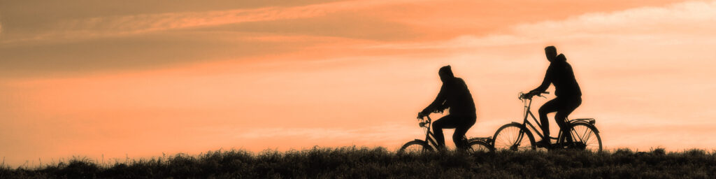 Sonneuntergang, Radfahrer, Fahrrad, Silhouette